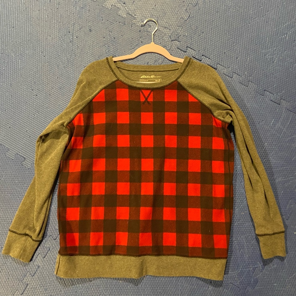 Eddie Bauer red plaid sweater women’s XL